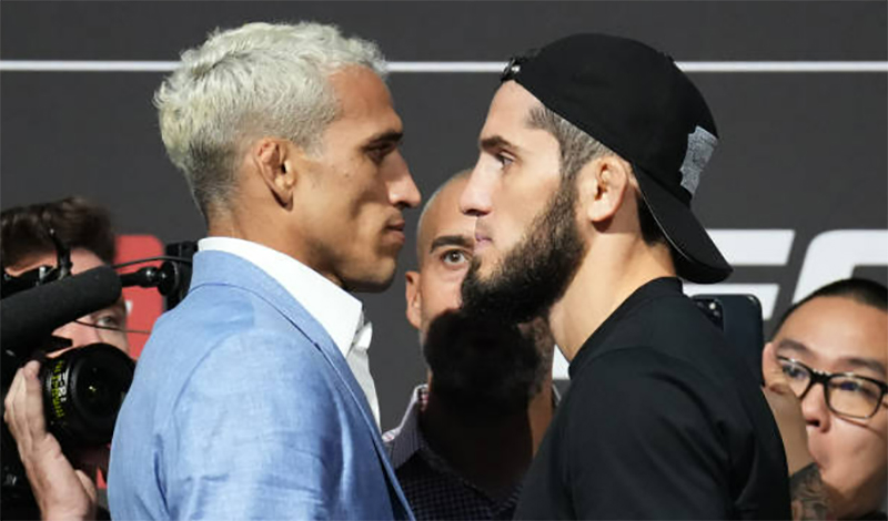 islam makhachev charles oliveira face off