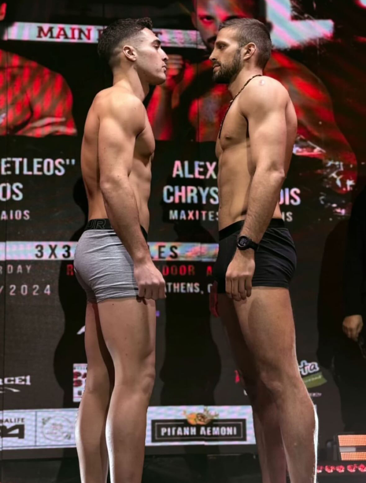 nikos tzotzos alexandros chrysochoidis staredown foto